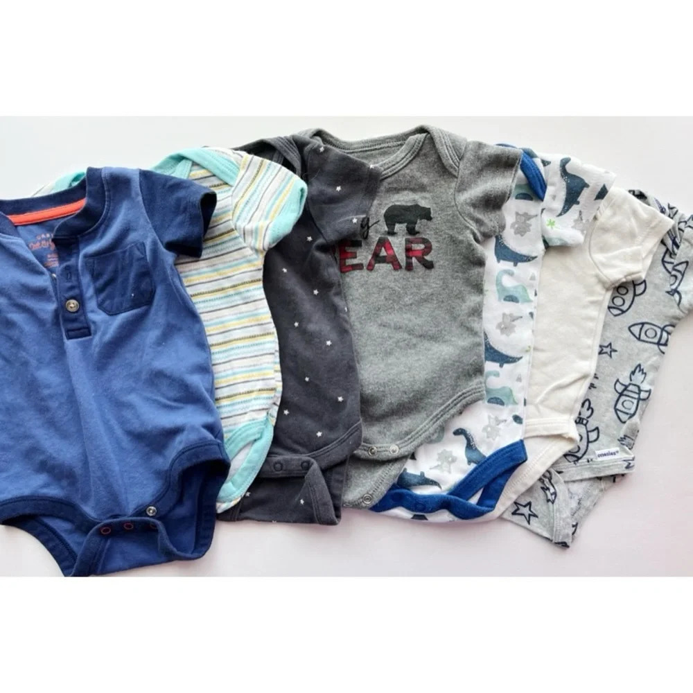 Various Brands • 7 Pack Baby Onesies Size 0-3 Months